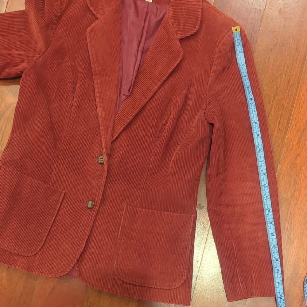 Mulberry Street Women's Corduroy Blazer Wine Hue Academia Preppy Vintage Boho - Picture 8 of 15